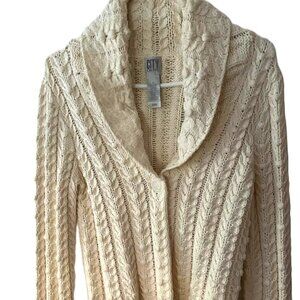 DKNY Irish knit cropped cardigan sweater